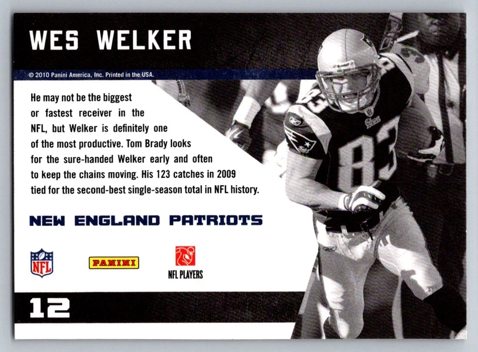 2010 Panini Threads #12 Wes Welker Century Stars - Image 2 of 2