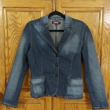 Angel Jeans Vintage Y2K Denim Blazer Jacket Medium Blue Wash Sze Juniors Large