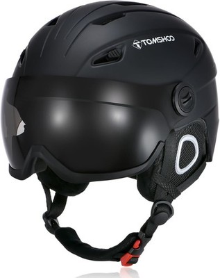 TOMSHOO Skihelm, Snowboard Helm mit Visier & Ohrenschützer, Belüftungsöffnungen,