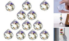 12 Pcs Crystal Ball Prism Suncatcher Rainbow Pendants Maker, 30mm Clear Glass