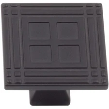 Arts & Crafts Square Cabinet Knob, Matte Black by Stone Harbor Hardware