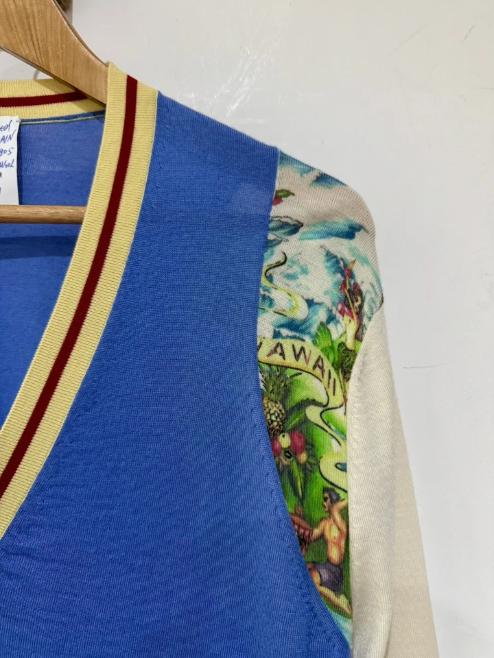 Dsquared2 Runway Sample Piece 2018 Summer Hawaiian 100% Merino Wool Cardigan M - Image 4 of 4