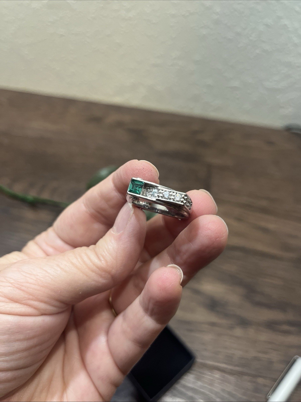 Unique Square Ring .925 Silver With Lab Created E… - image 7