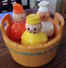 Vintage Fisher Price Three Men In A Tub 3 Figures And Tub