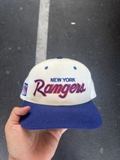 Vtg 1990s Sports Specialties New York Rangers NHL Hockey Script Snapback Hat Cap