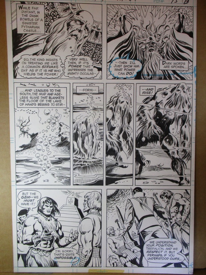 Claw the Unconquered 7 ERNIE CHAN PAGE 9 ART 1976 DC Comics Pencil/Ink 10.5 X16  Comic Art