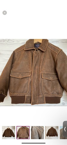 Vtg 90s Class Club Leather Bomber Jacket Aviator Motorcycle Coat Size 4/5 Unisex - Picture 3 of 8