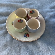 Antique Broadhurst England 4 Egg Cups On A Plate Small Crack Inside 1 Cup