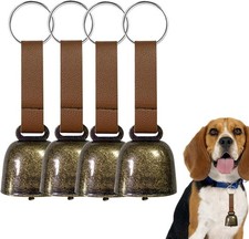 4 PCS Loud Bear Bells W/ Leather Button Strap Dog Collar Bell Pet Bells Tracker