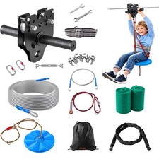 VEVOR Zipline Kit, 160 ft, 6 mm Steel Cable, Backyard Zipline, Up to 330 lb