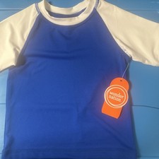Wonder Nation Boys 18M Rash Guard Blue White Swim Shirt UV Sun Protection Top