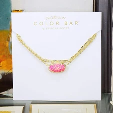 NWOT Kendra Scott Elisa Multi strands Bright Pink Kyocera Opal Necklace Gold
