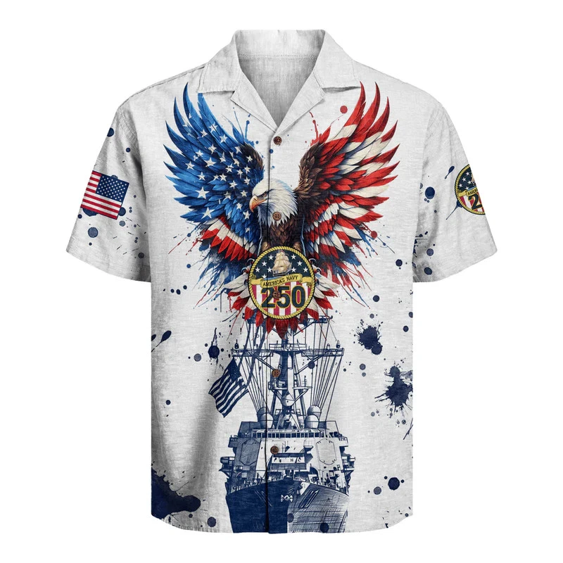 250th Anniversary US Navy Hawaiian Shirt - American Eagle Patriots