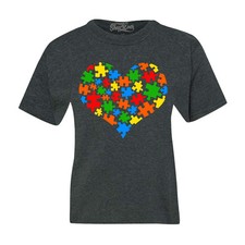 Puzzle Heart Autism Awareness Kids T-Shirt Neurodiversity Support Shirt