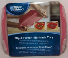 Blue Rhino Flip & Flavor Marinade Tray Brand New 2 Piece Set w/Locking Lid