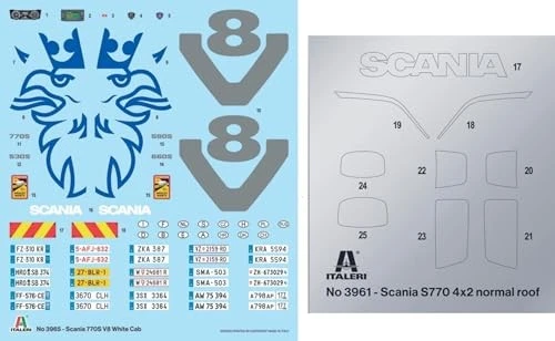 (TG. 24,7 cm) ITALERI Scania 770 S V8 White Cab Model Kit, Modello in Plastica d - Immagine 3 di 4