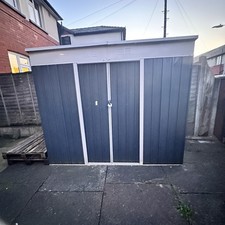 Global Metal Shed Grey W250cm L120cm H220cm Sliding Doors Garden Storage Shed
