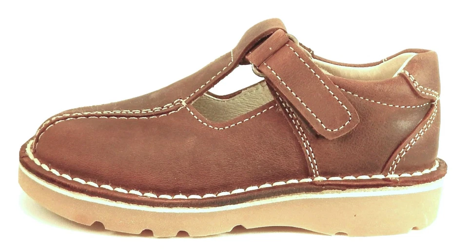 Sapatos escolares DE OSU-FARO -Espanha -Meninas de couro marrom alça em T - Europeu -Tamanho 7 - Imagem 3 de 4