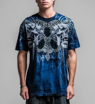 Affliction T-Shirt Herren Decimation S/S Tee dunkelblau Rockwear, Streetwear