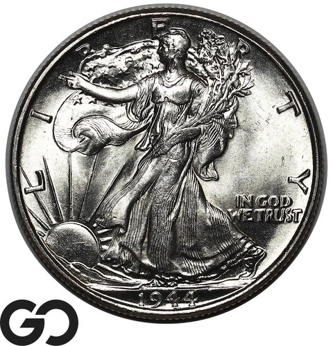1944 Walking Liberty Half Dollar, Gem BU++, Lustrous Blazer