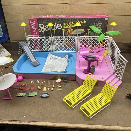 Vintage Barbie Tropical Pool & Patio Set Mattel 3041 With Box READ!!!!