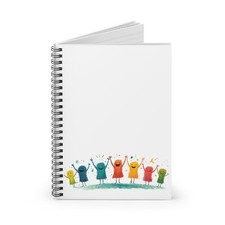 Colorful Spiral Notebook - Cute Happy Faces , Ruled Line Journal, Size: 6x8