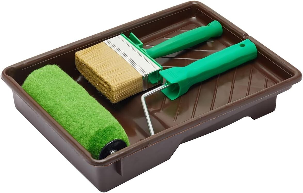 FFJ Shed Fence Roller Paint Brush Kit Tray Frame Block Smooth or Rough Wood