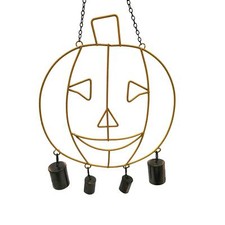 Hanging Jack O'Lantern Pumpkin With Bells Halloween Decor