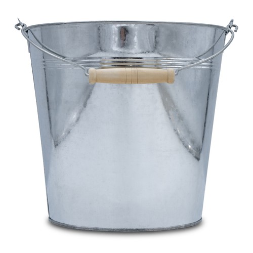 Deko Zinkeimer mit Holzgriff - silber / 10 L - Blech Eimer Blumen Pflanz Kübel - Bild 4 von 6