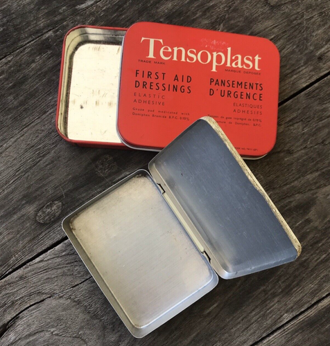 Set of 2 Vintage Tensoplast First Aid Dressing & Alucol Tablets Pill Tin Box - Picture 2 of 4