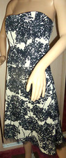Dress Size 12/10 TUCHUZY? Special/party Ivory/Black Strapless Agapanthus Print