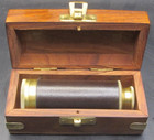 Wrapped Leather & Brass Telescopic Spyglass Collapsible Seafaring Magnifier — photo 1