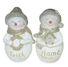 Set of 2 - Sparkle Snowman Figurines - Home / Faith