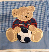 Kidsline Bear Sports Window Valance Football Soccer Basketball Star Denim Blue