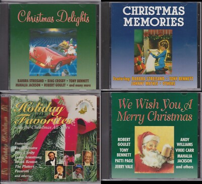 Four Christmas CDs, many popular artists: Streisand, Pavarotti, Sinatra, more