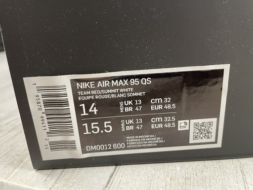 Größe 14-Nike Air Max 95 QS Schuhe Herren Turnschuhe Team rot/Summit weiß DM0012-600 - Bild 12 von 12