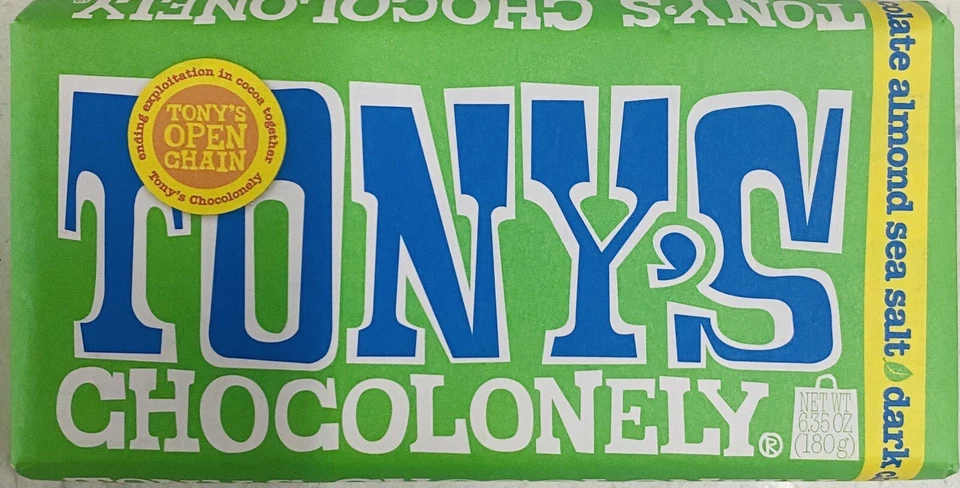 2x Tony's Chocolonely chocolate oscuro almendra sal marina 6,35 oz barra de caramelo - PAQUETE DE 2 Foto 2 de 3