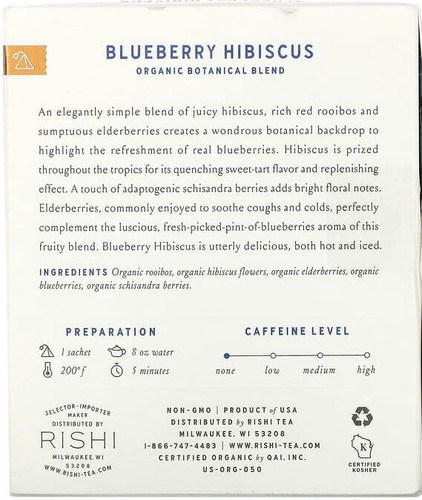 Rishi Tea Mirtillo Hibiscus Tea - 15 bustine - Foto 3 di 5