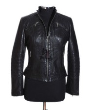 Ladies Lucy Black New Biker Style Designer Retro Real Lambskin Leather Jacket