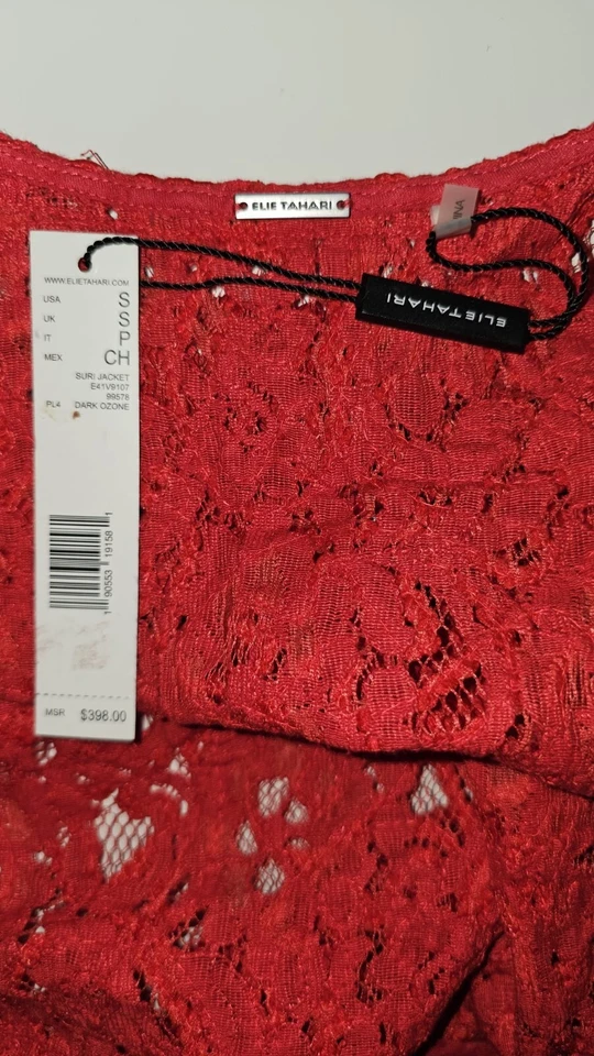 Elie Tahari Women's Suri Jacket Red Floral NWT Size Small 4-6 $400.00 - Image 3 of 4