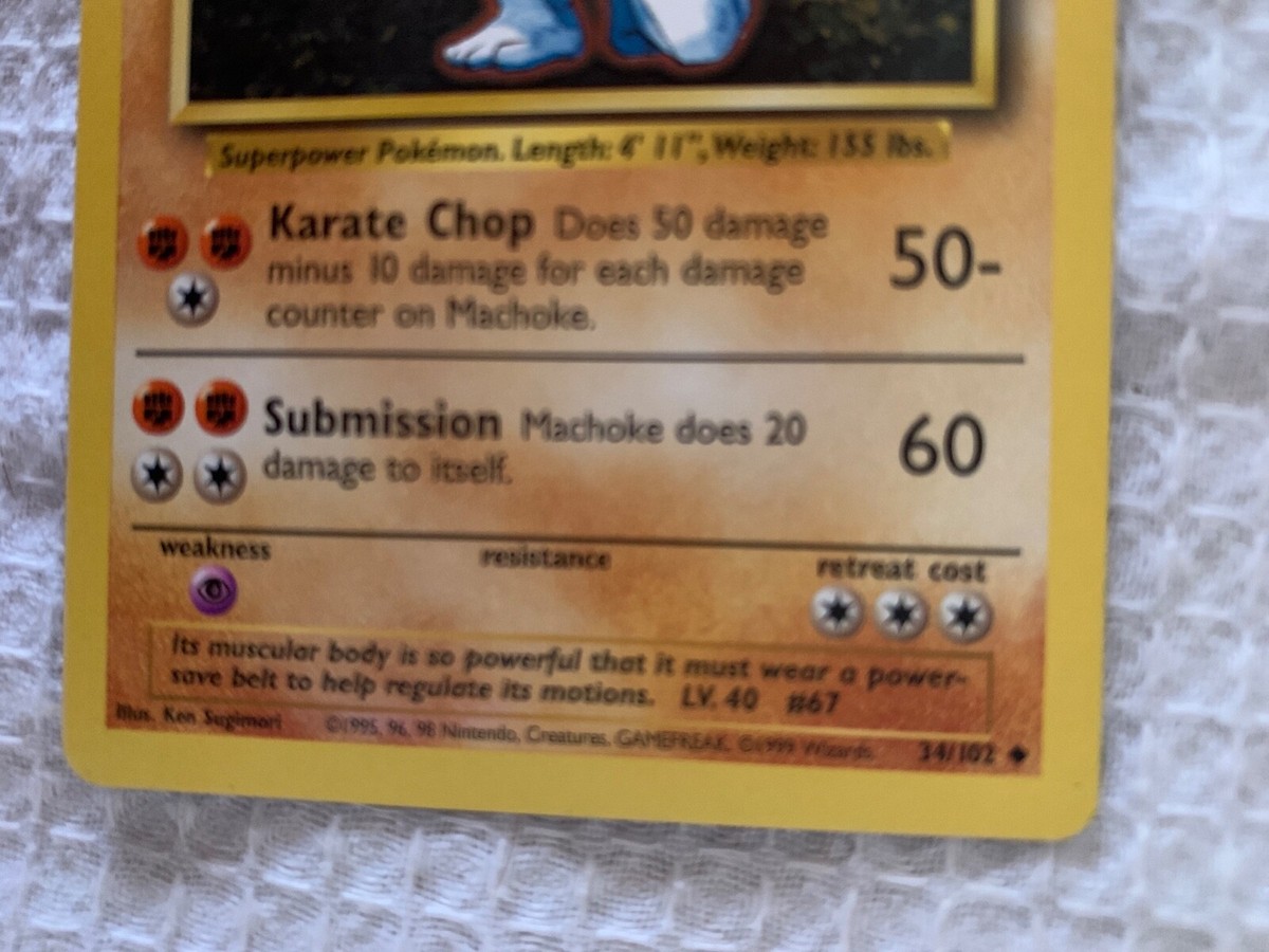 Pokémon Machoke 34/102 Uncommon Card 1995