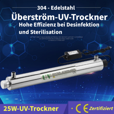 UV-C Sterilisator Filter UV Lampe Wasserdesinfektion Osmose 1/2'' PHILIPS 25W