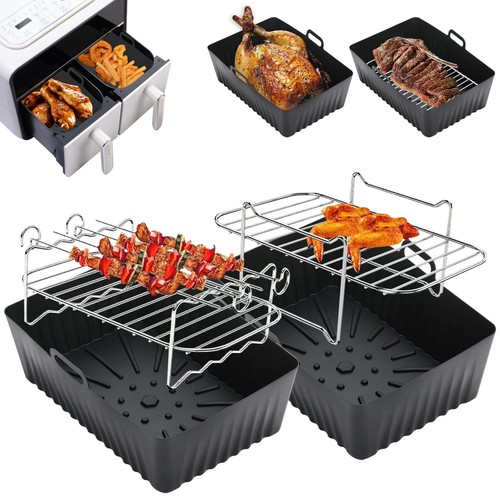 8PCS Air Fryer Rack & Grills Baking Pot Accessories Set For Ninja Dual Basket,UK - Picture 15 of 22