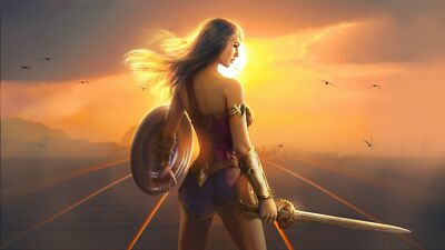 DC wonder woman fan art superheroines women movies playmat gaming mat