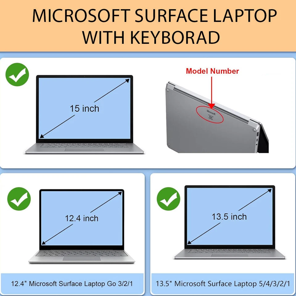 For Microsoft Surface Laptop 5 4 3 2 Go Hard Shell Cover With Keyboard Case 15 - image 2 of 4