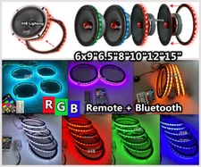6x9"6.5" 8" 10" 12" 15" RGB Colors LED Remote APP Car Audio Speaker Rings Lights