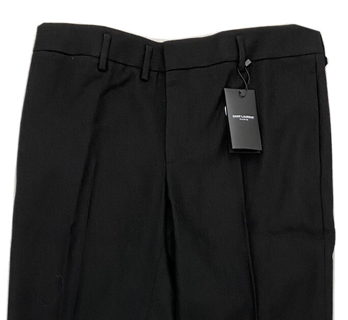 Pantaloni Saint Laurent a spina di pesce in lana nera $900 taglia EU 50 US 34 Made in Italy