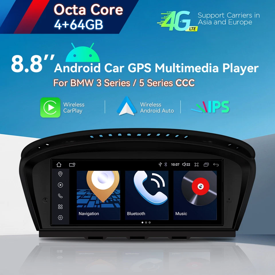 8,8 Zoll Autoradio Android 14 Octa Core GPS Navi für BMW E60 E90 M5 E91 E93 CCC - Bild 2 von 4