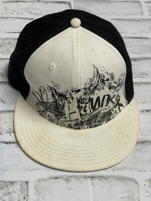 Tony Hawk Hat Skateboarding Cap Embroidered Logo Black White A- Flex Fit OSFM