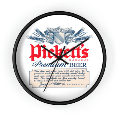Pickett's Dubuque Wall Clock, Famous Dubuque IA Beer Distillery, Closed Brewery